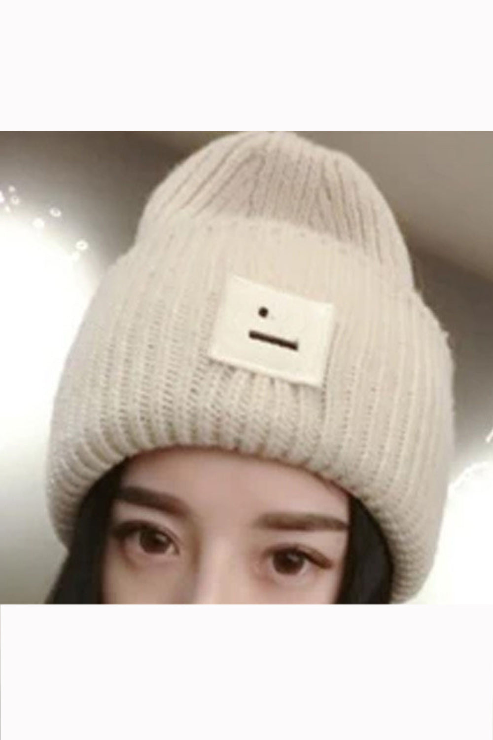 Women Solid Color Stripe Pattern Fashionable Warm Cap