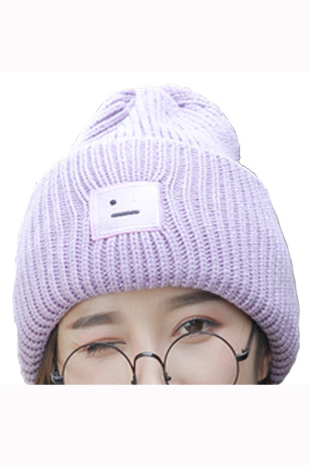 Women Solid Color Stripe Pattern Fashionable Warm Cap