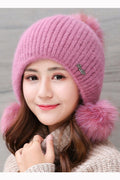 Women Hair Ball Decorated Solid Color Autumn & Winter Cap