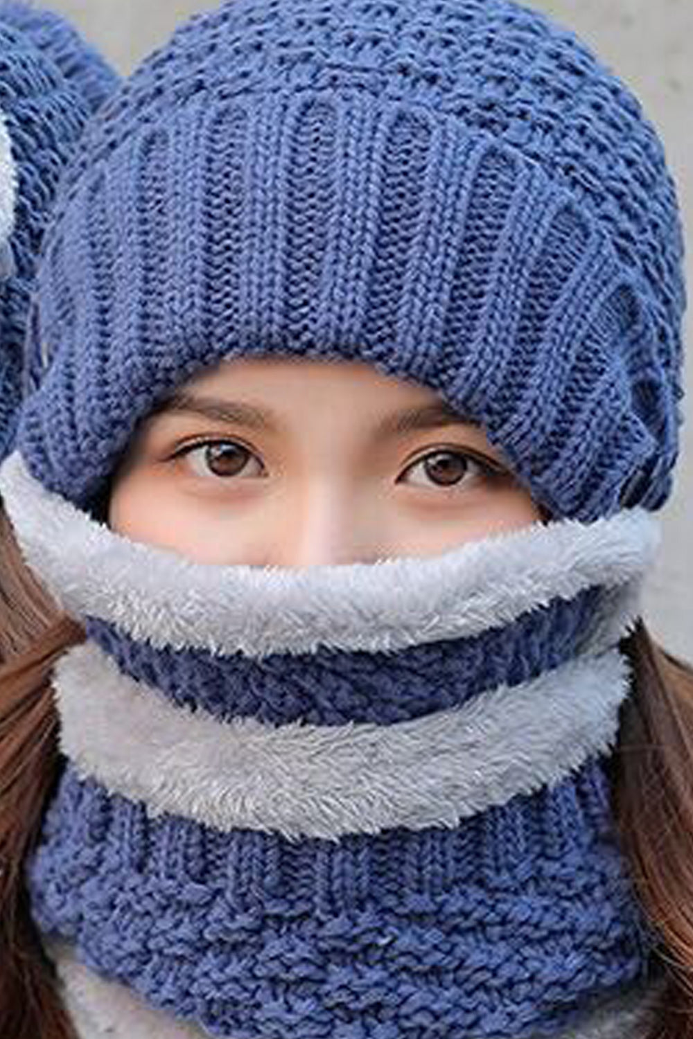 Women Solid Color Amazing Pattern Two Piece Autumn & Winter Cap