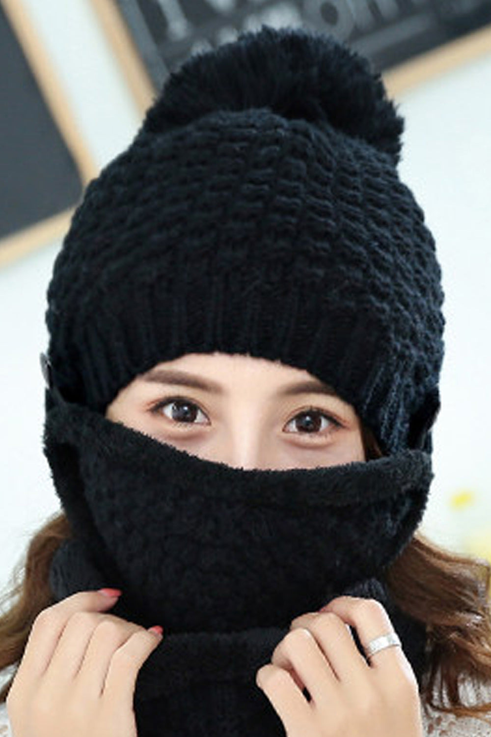 Women Solid Color Amazing Pattern Two Piece Autumn & Winter Cap