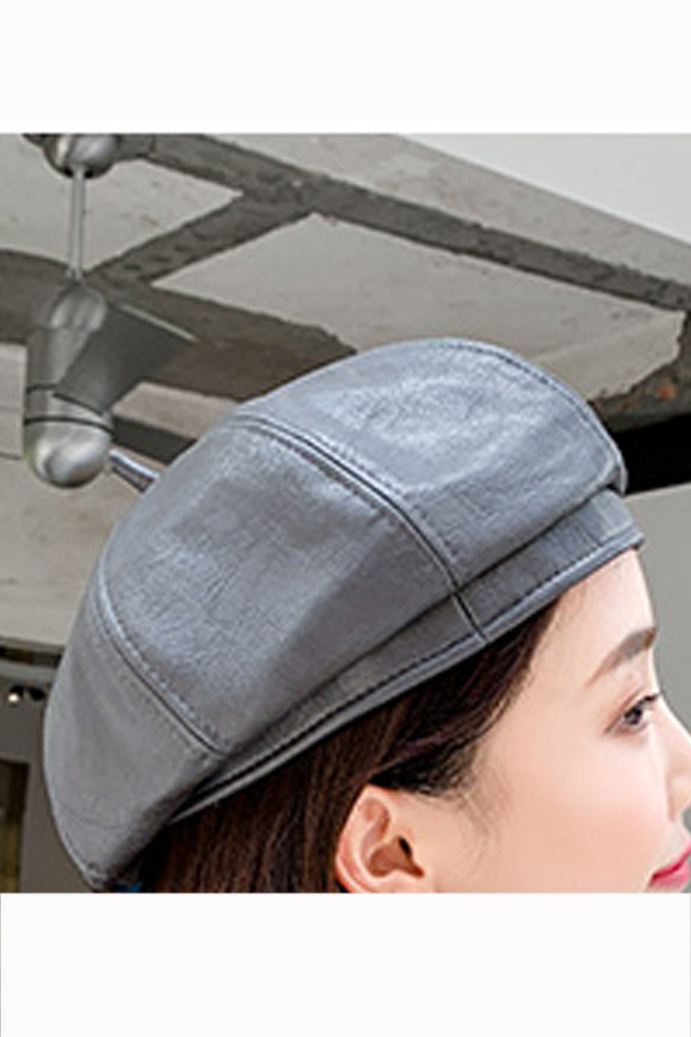 Women Solid Color Beret PU Leather Autumn & Winter Cap