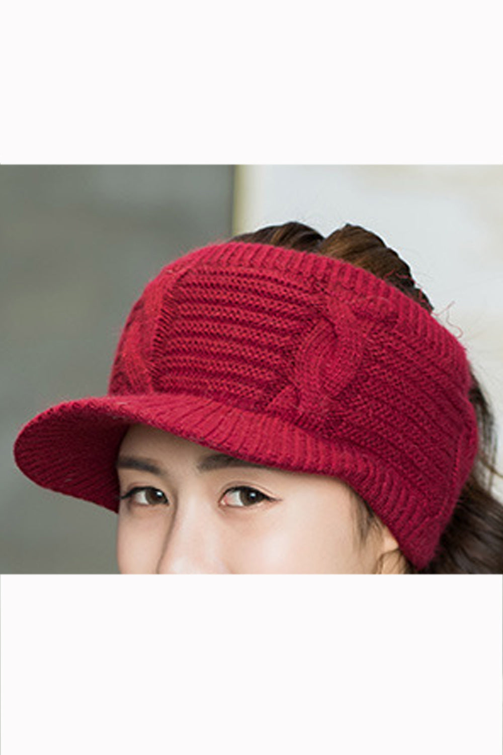 Women Breathable Empty Top Solid Color Warm Cap