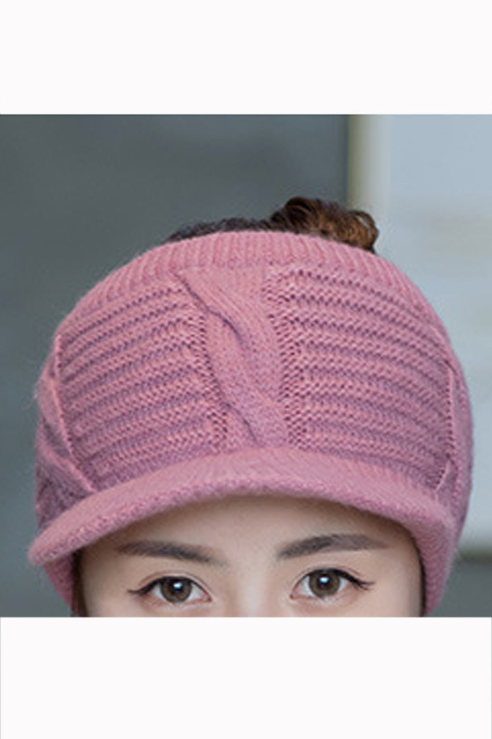 Women Breathable Empty Top Solid Color Warm Cap