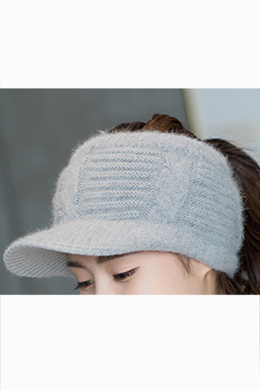 Women Breathable Empty Top Solid Color Warm Cap