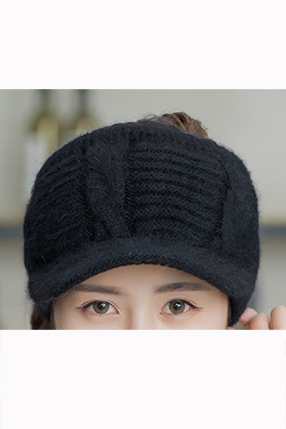 Women Breathable Empty Top Solid Color Warm Cap