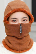 Women Elegant Solid Color Zipper Closure Bib Warm Cap