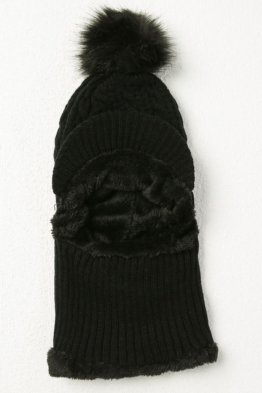 Women Solid Color Hat Style Bib Mask Attached Warm Cap