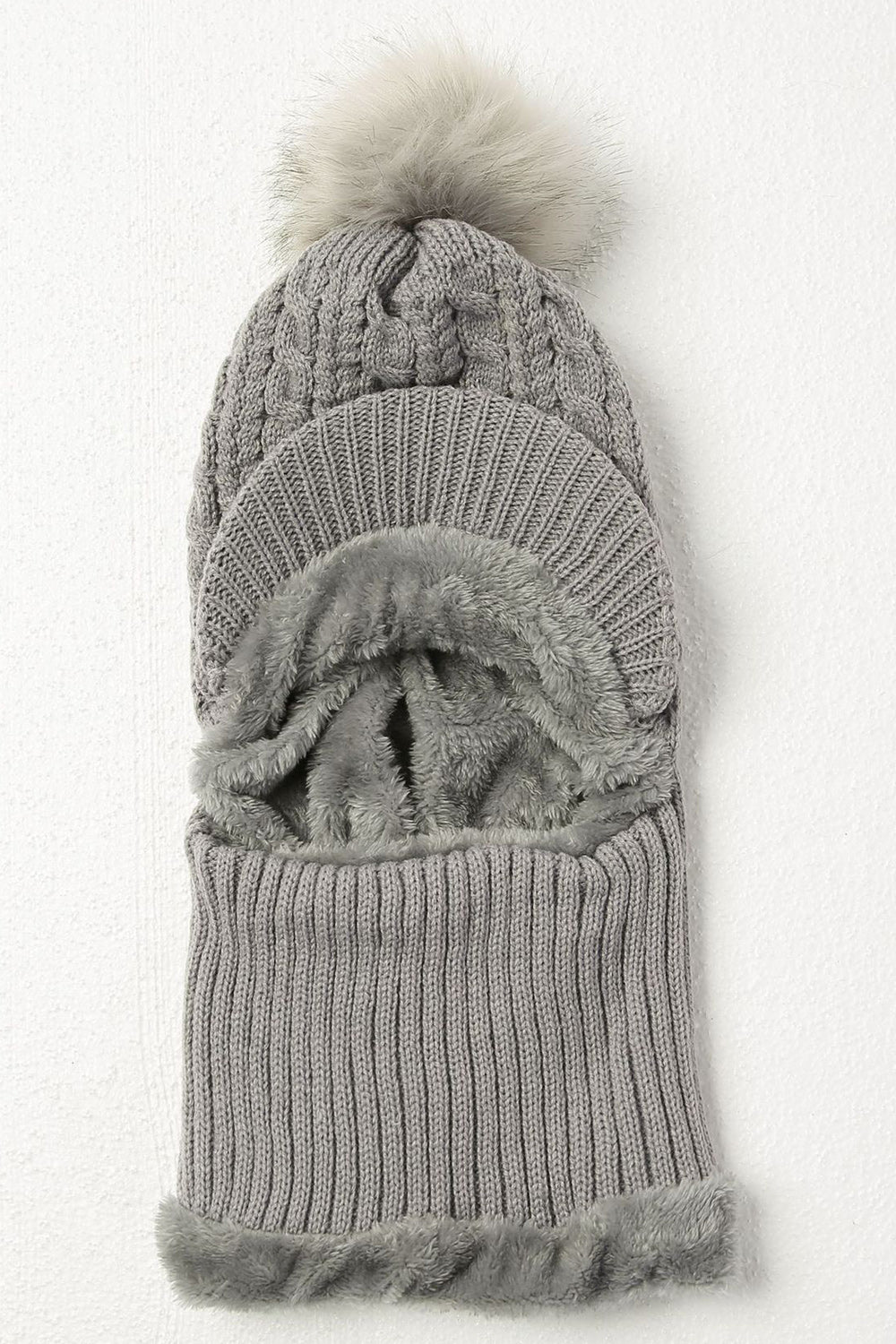 Women Solid Color Hat Style Bib Mask Attached Warm Cap