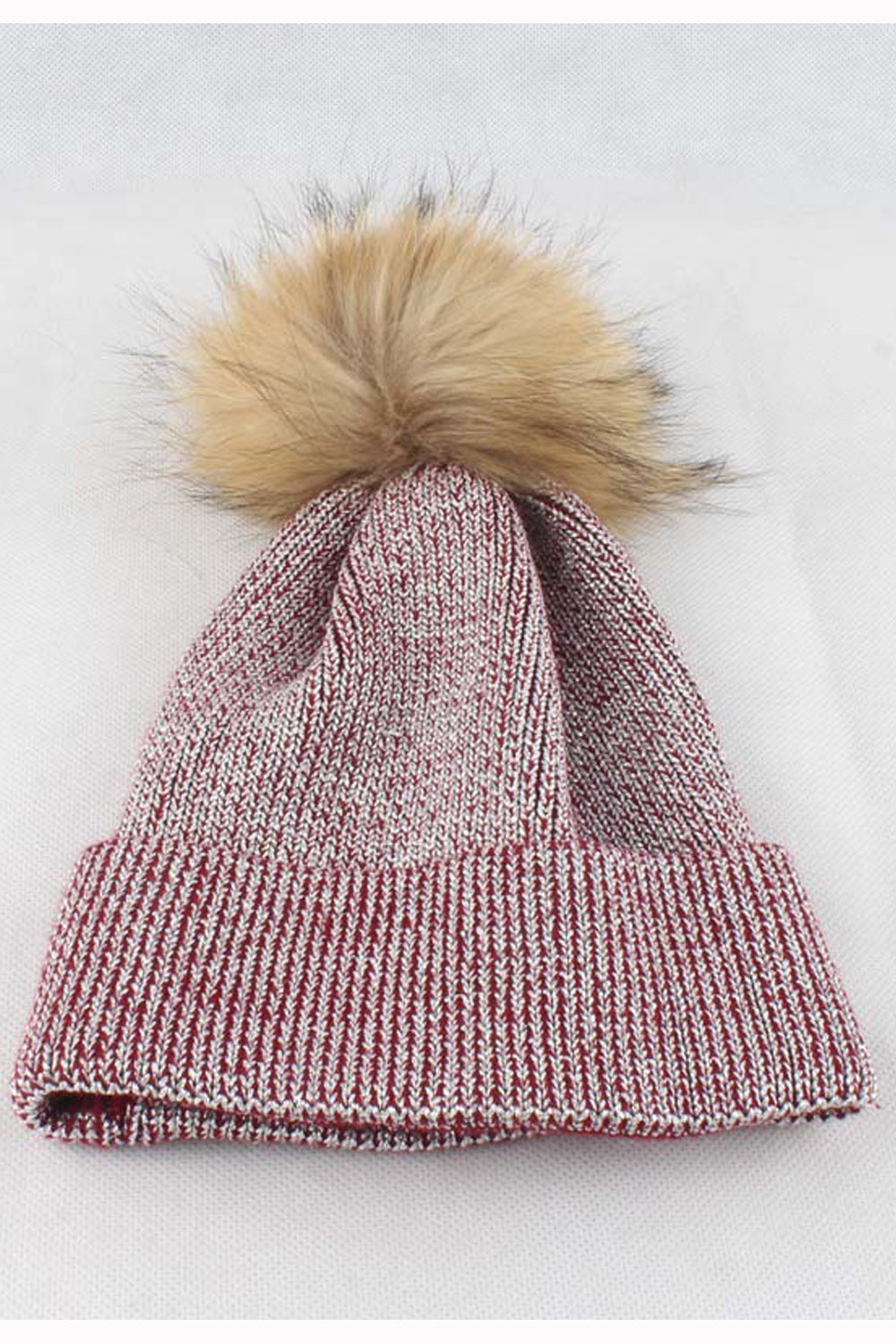 Women Winter Solid Color Hair Ball Decorated Warm Cap