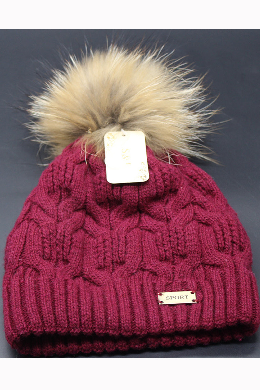 Women Solid Color Warm Hair Ball Decorated Winter Cap