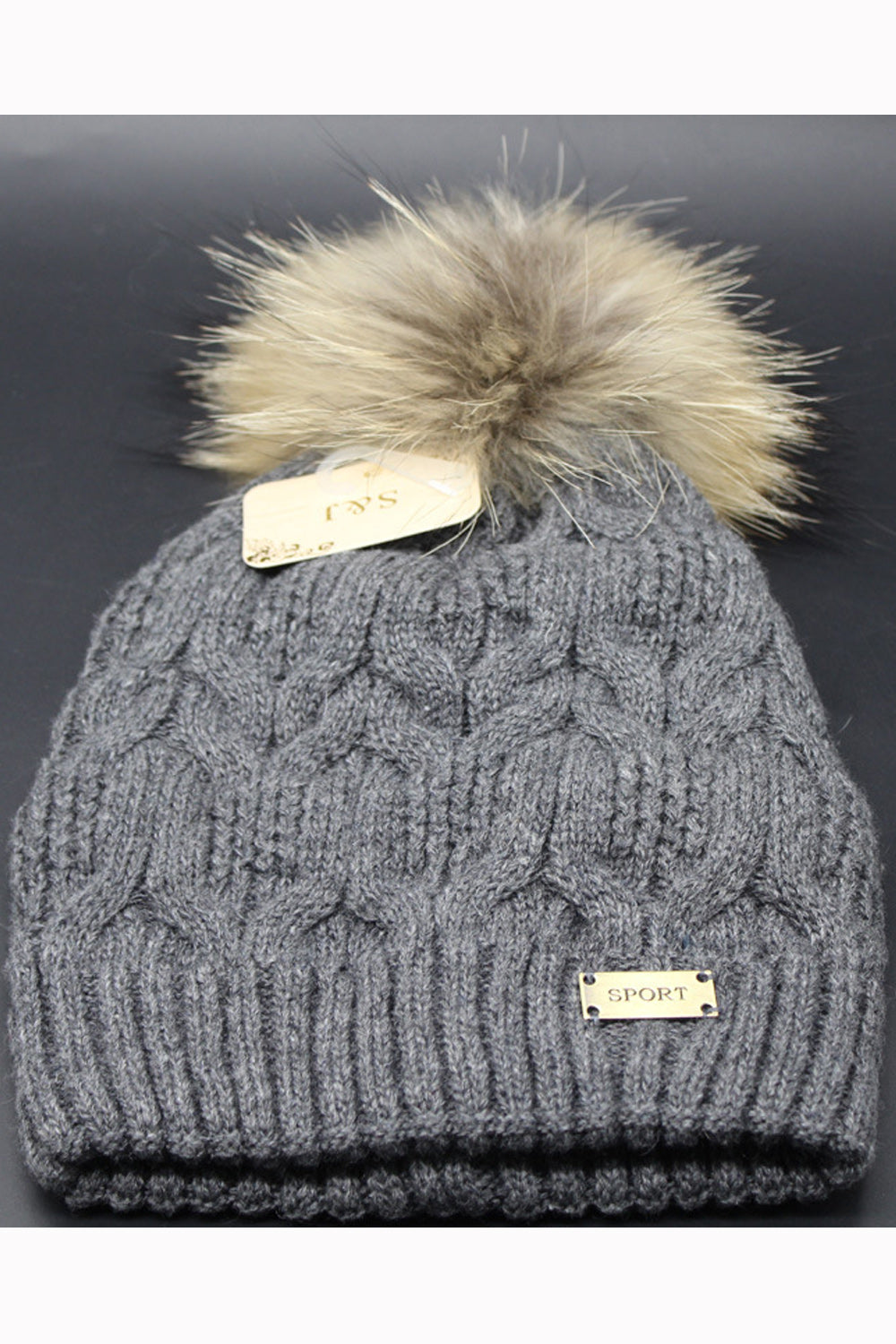 Women Solid Color Warm Hair Ball Decorated Winter Cap