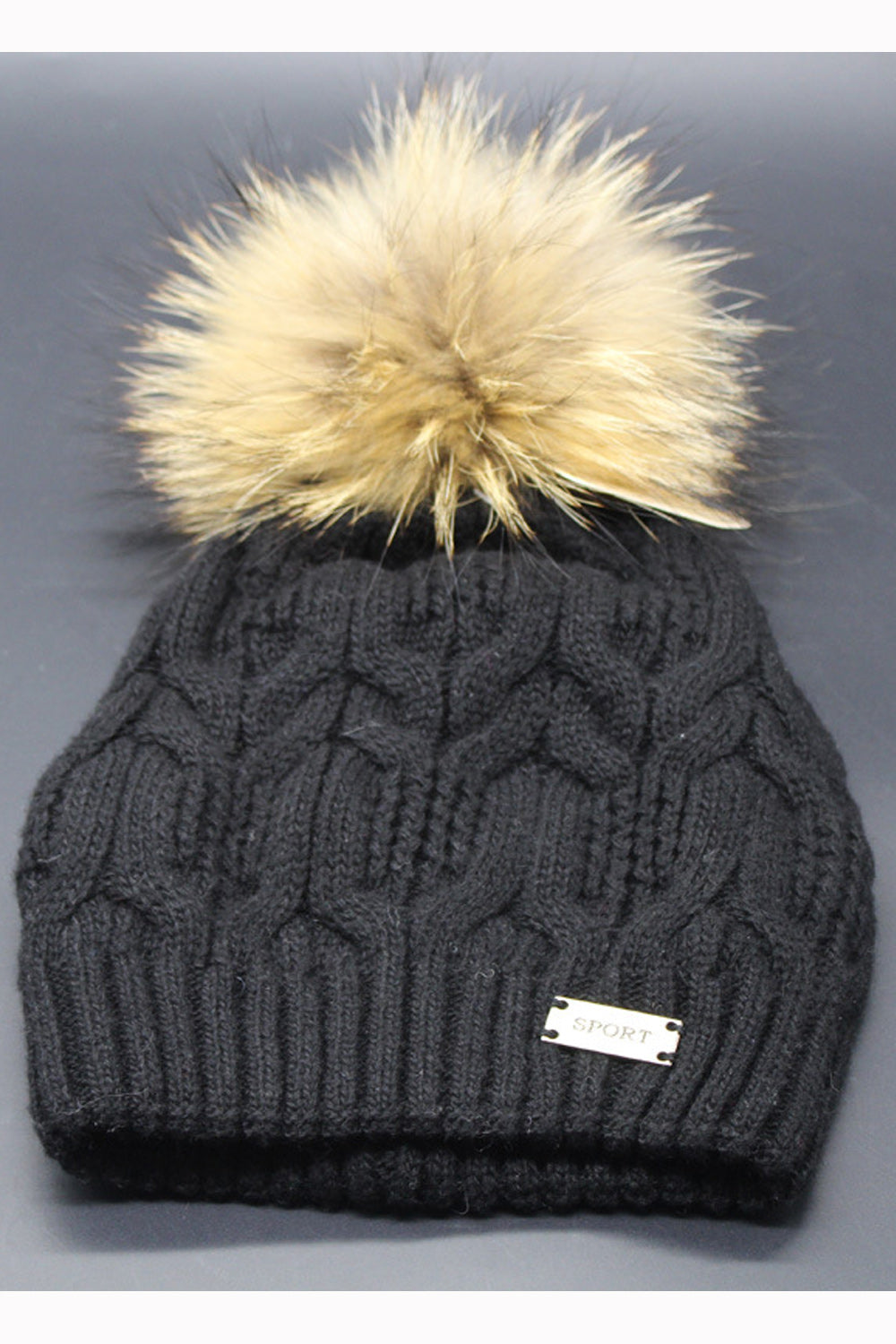 Women Solid Color Warm Hair Ball Decorated Winter Cap