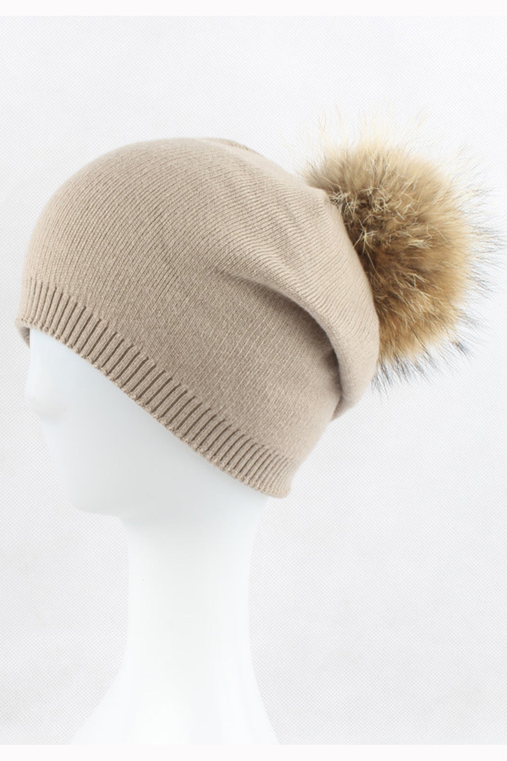 Women Solid Color Light Weight Hair Ball Decorated Warm Cap