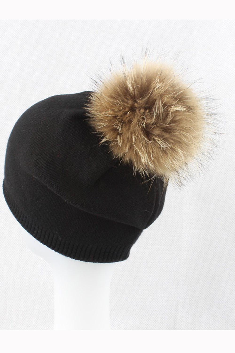 Women Solid Color Light Weight Hair Ball Decorated Warm Cap