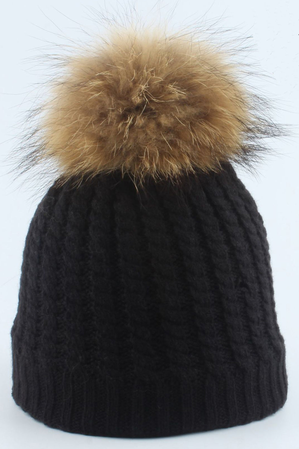 Women Warm Breathable Hair Ball Decorated Solid Color Cap