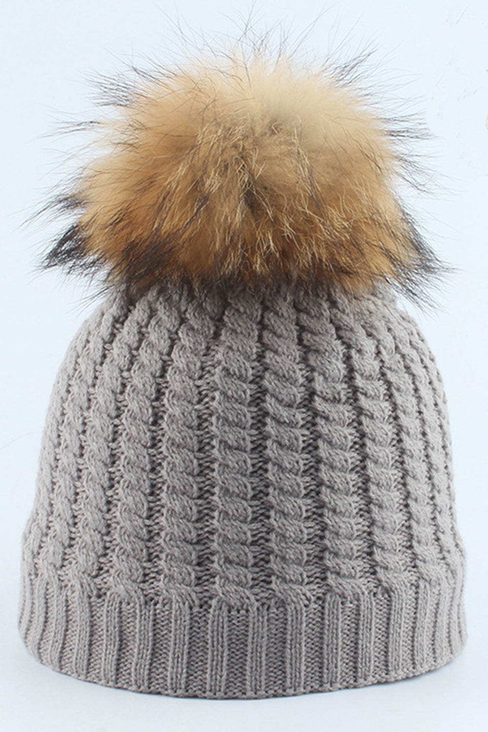 Women Warm Breathable Hair Ball Decorated Solid Color Cap