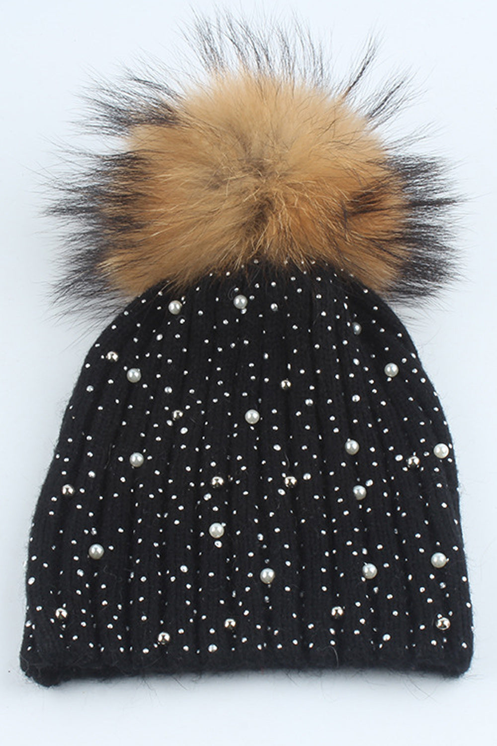 Women Beautiful Rhinestone Decorated Solid Color Winter cap