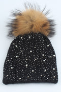 Women Beautiful Rhinestone Decorated Solid Color Winter cap