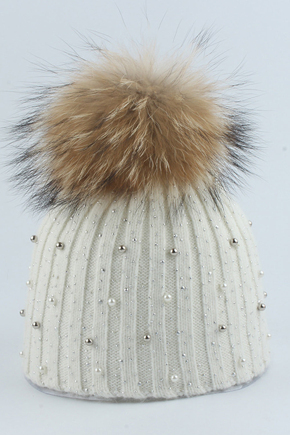 Women Beautiful Rhinestone Decorated Solid Color Winter cap