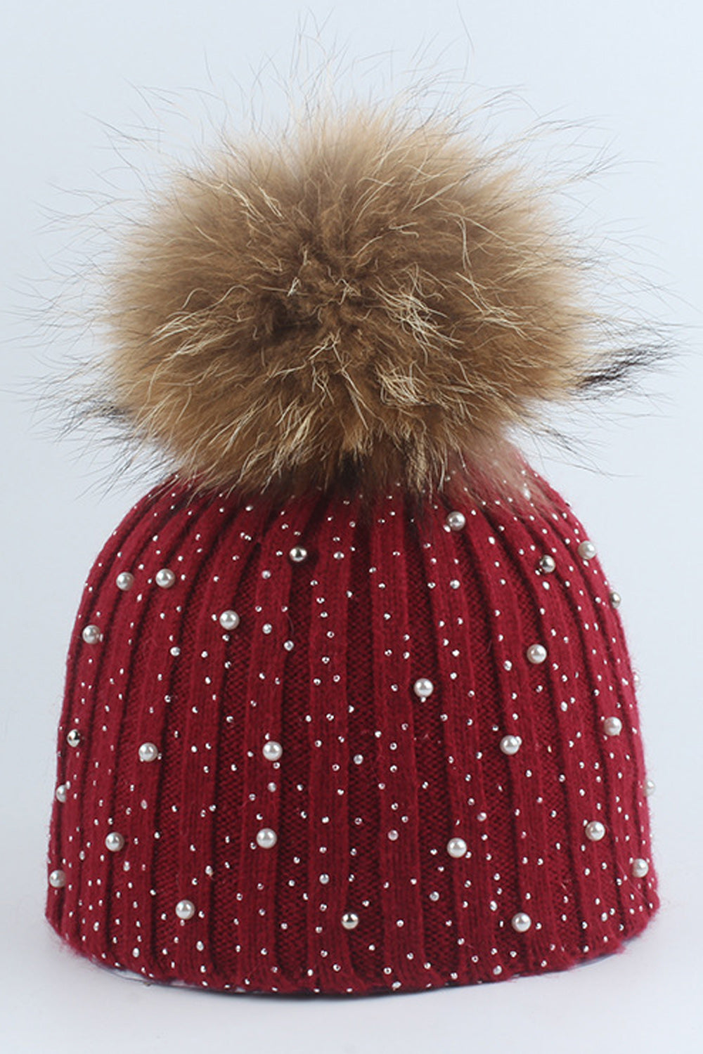 Women Beautiful Rhinestone Decorated Solid Color Winter cap