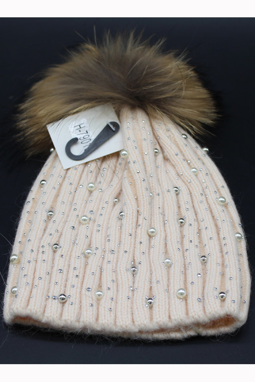 Women Beautiful Rhinestone Decorated Solid Color Winter cap