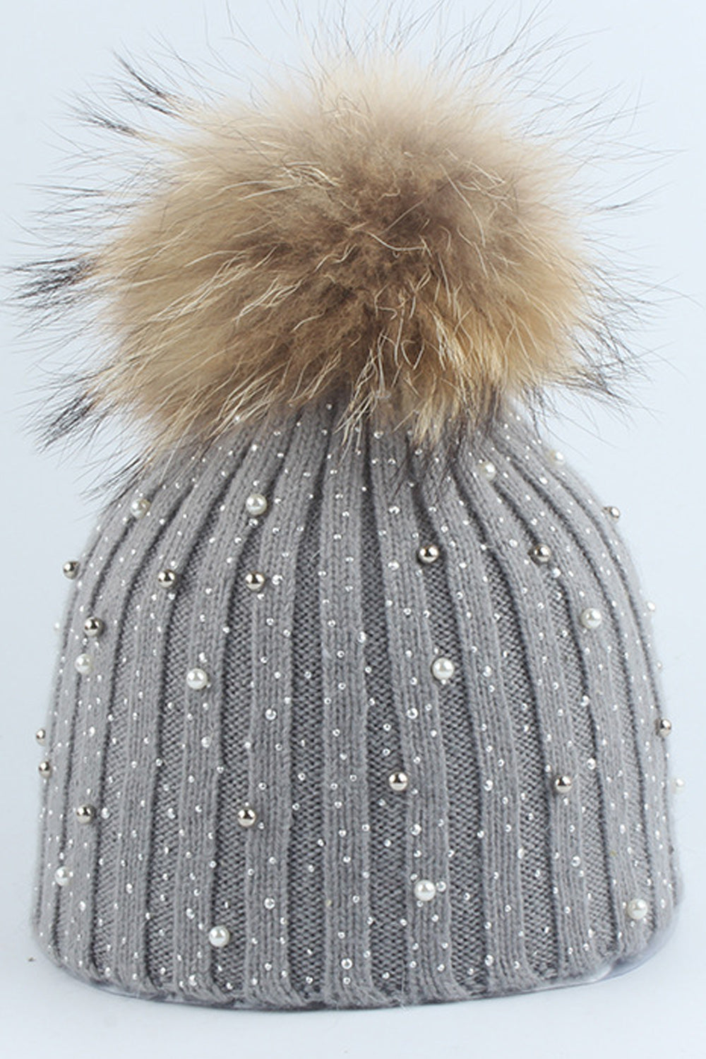 Women Beautiful Rhinestone Decorated Solid Color Winter cap