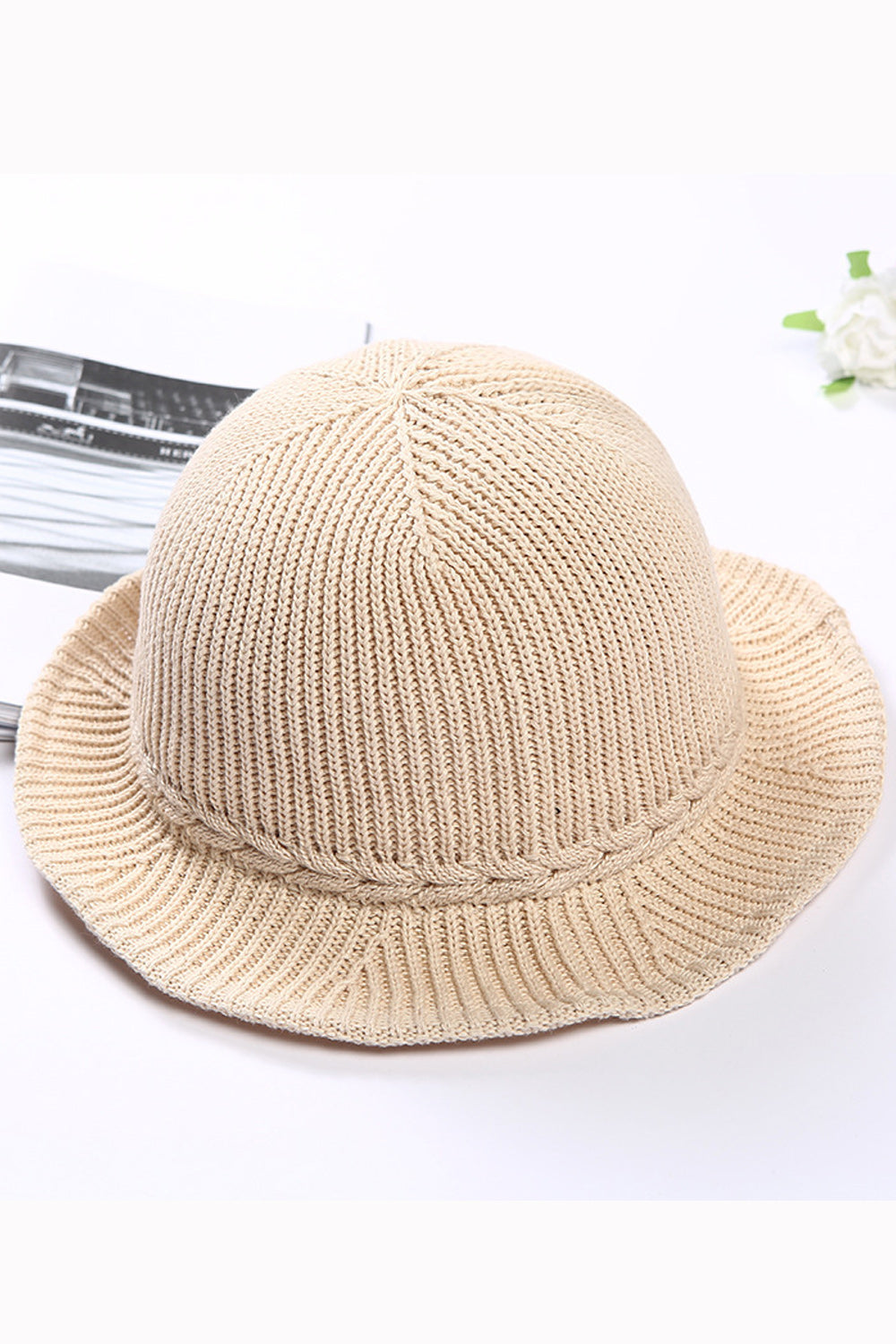 Women Breathable Solid Color Hollow Mesh Knitted Basin Cap