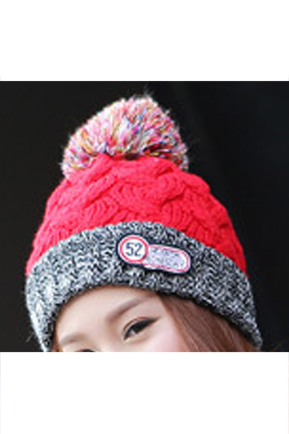 Women Contrast Color Fashionable Colorful Hair Ball Winter Cap