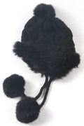 Women Soft Knit Hairball Strap Winter Cap