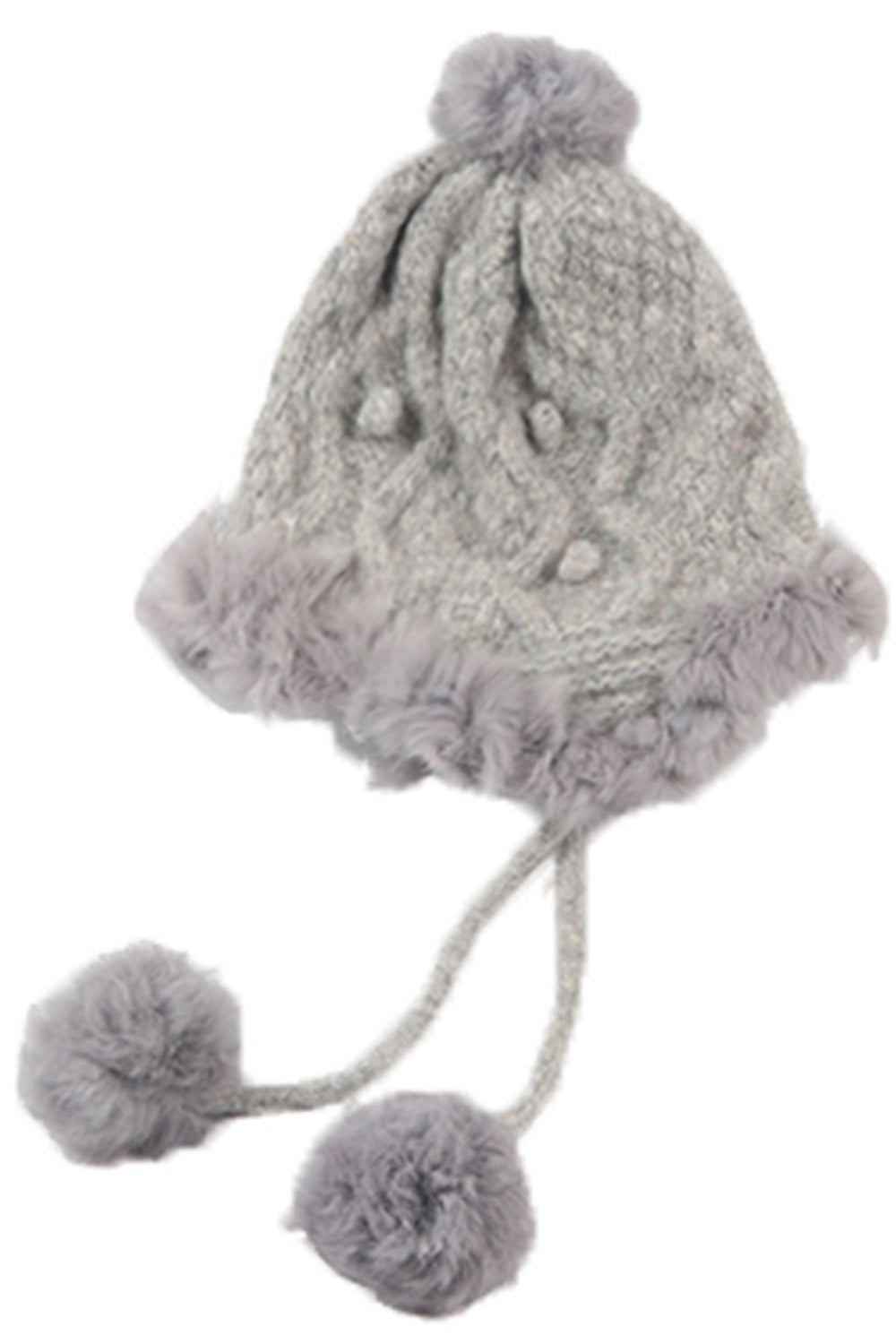 Women Soft Knit Hairball Strap Winter Cap
