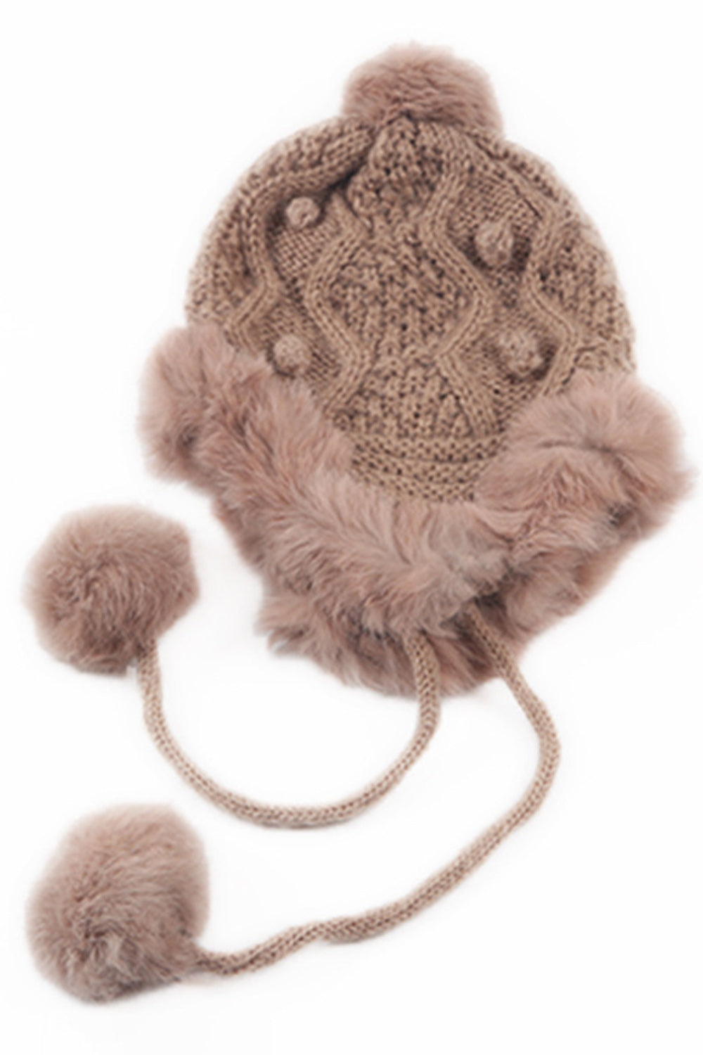 Women Soft Knit Hairball Strap Winter Cap