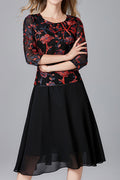 Women Embroidered Chiffon Round Neck Beautiful Dress