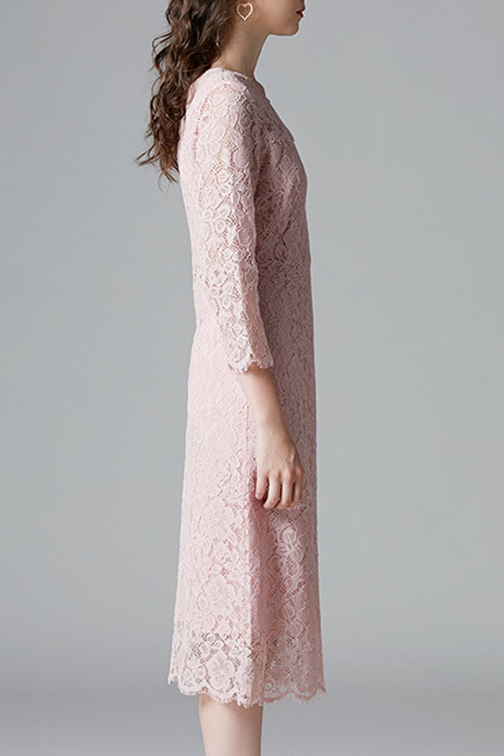 Women Awesome Solid Color Floral Lace Pattern Slim Fit Dress