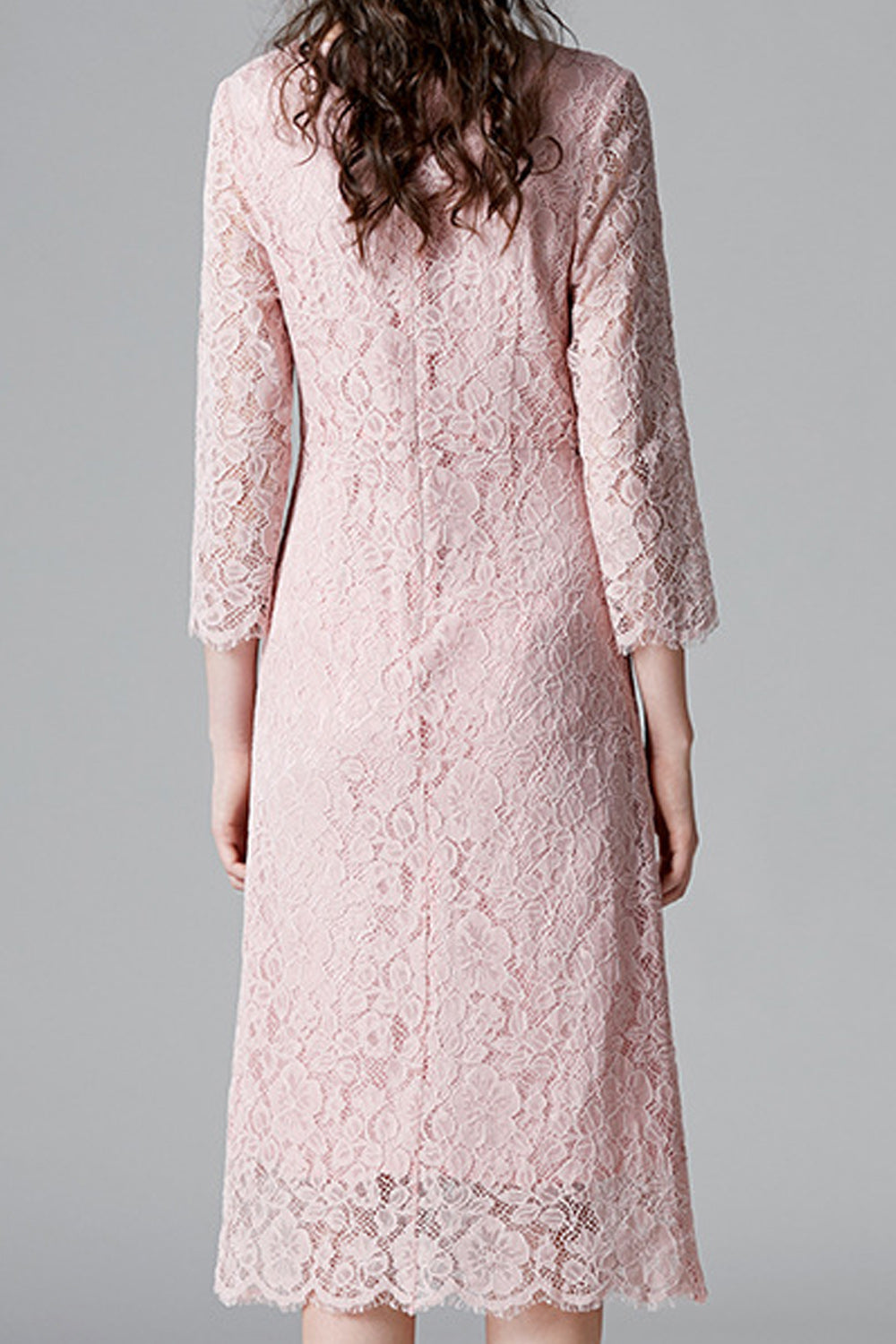 Women Awesome Solid Color Floral Lace Pattern Slim Fit Dress