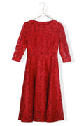 Women Flower Lace Long Sleeve Fashion Dress