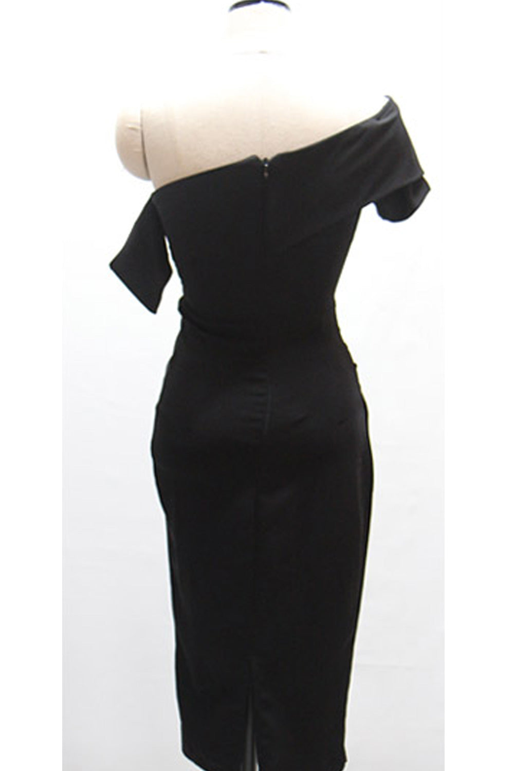 Women Slim FIt Solid Color Oblique Collar Easy wear Dress