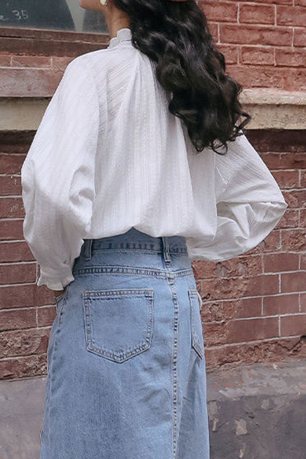 Women New Ruffle Fashion Beautiful High Neck Collar Long Sleeves Solid Color Summer Temperament Commuting Style Casual Loose Top