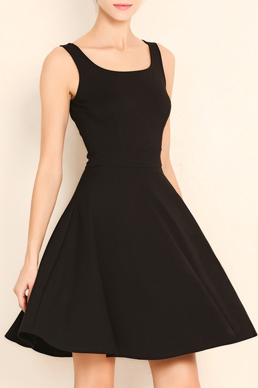Women Broad Neck Halter Skirt Solid Color Summer Dress