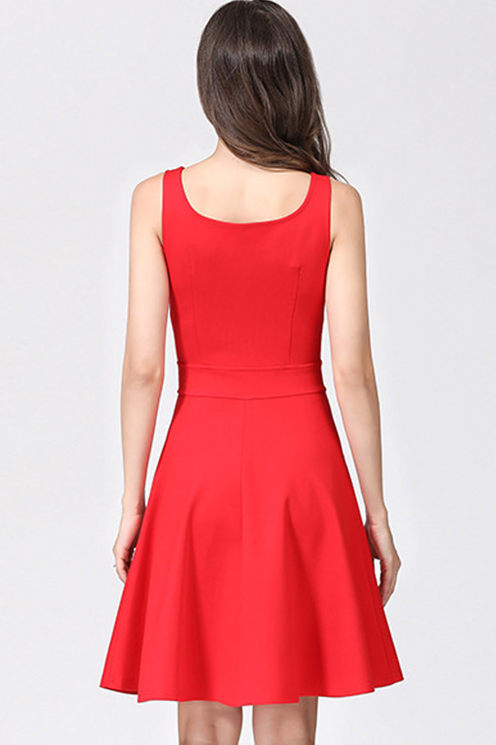 Women Broad Neck Halter Skirt Solid Color Summer Dress