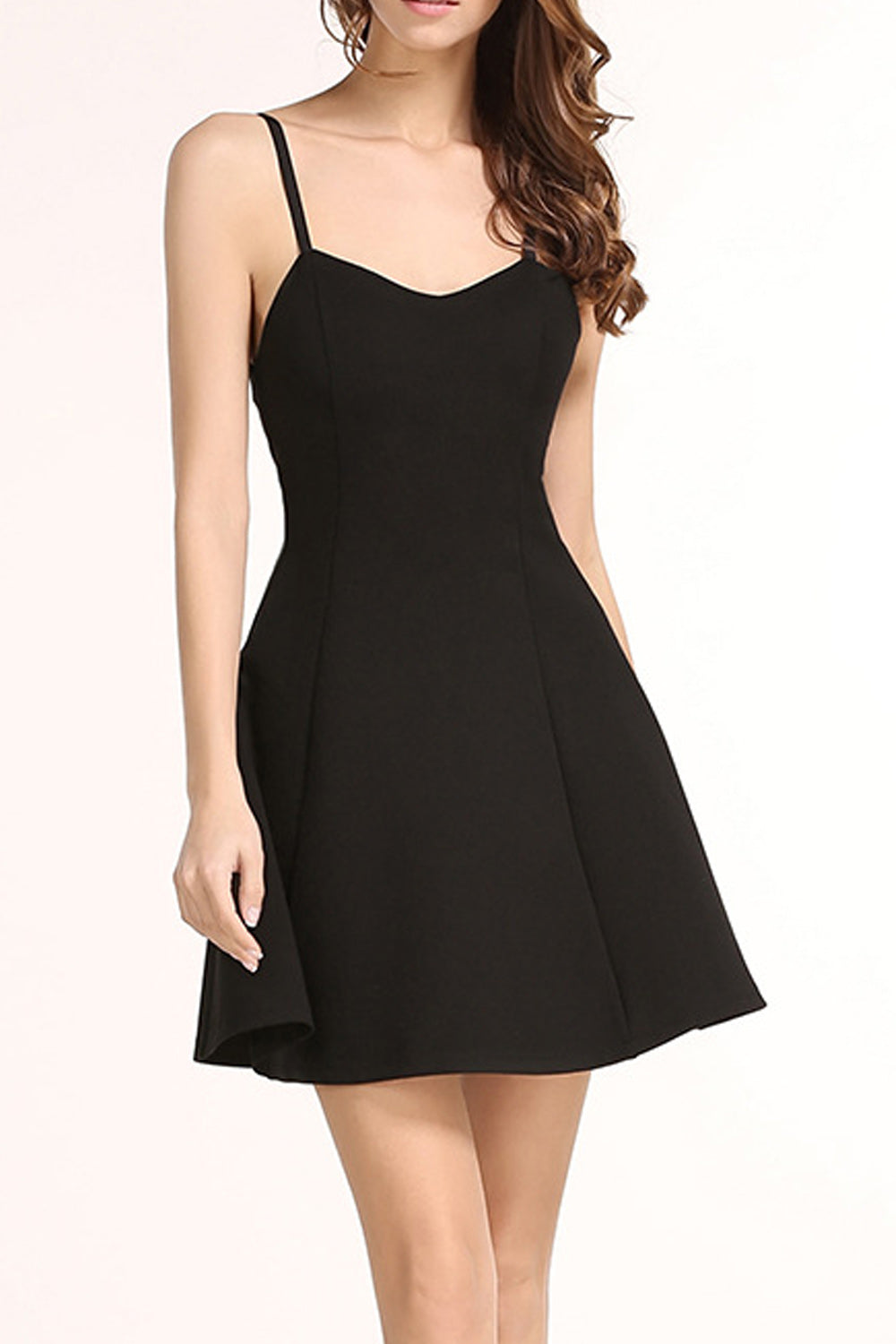Women Stylish Strap Neck Halter Skirt Solid Coloured Dress
