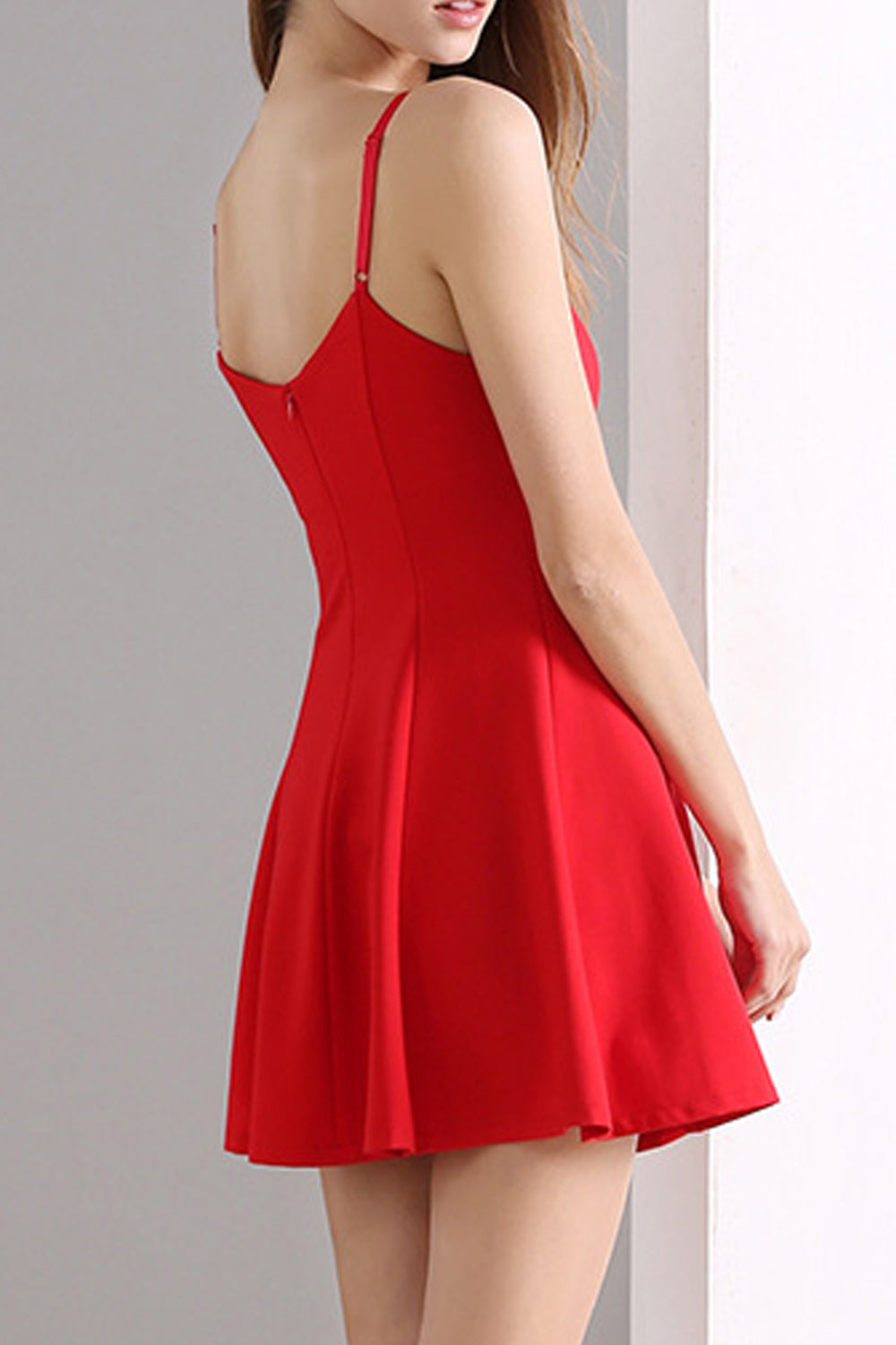 Women Stylish Strap Neck Halter Skirt Solid Coloured Dress