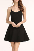 Women Stylish Strap Neck Halter Skirt Solid Coloured Dress
