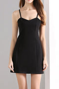 Women Spaghetti Strap Solid Color Slim Fit Above Knee Dress