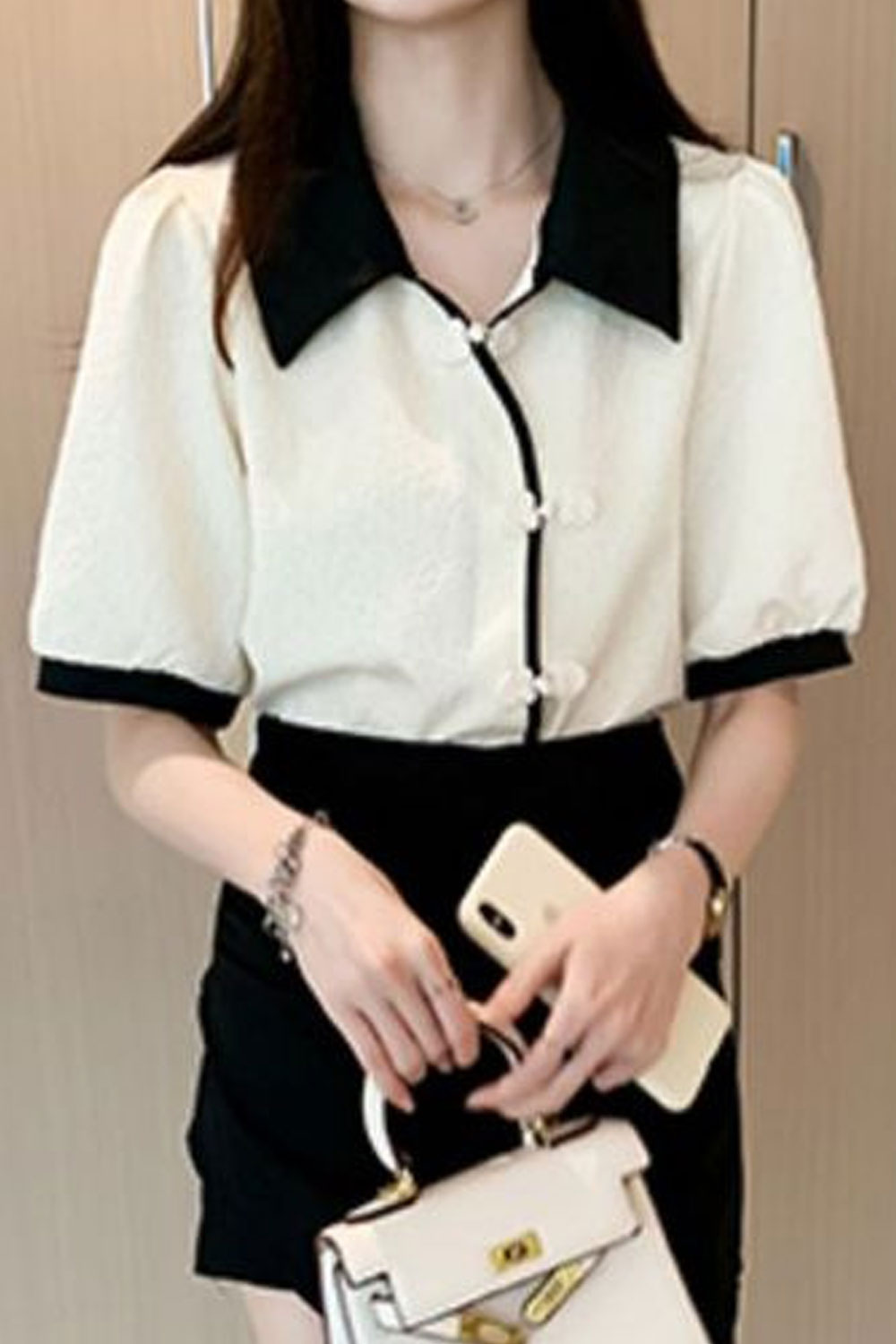 Women New Fashion Polo Collar Short Sleeves Stylish Shape Button Solid Color Summer Casual Loose Shirt