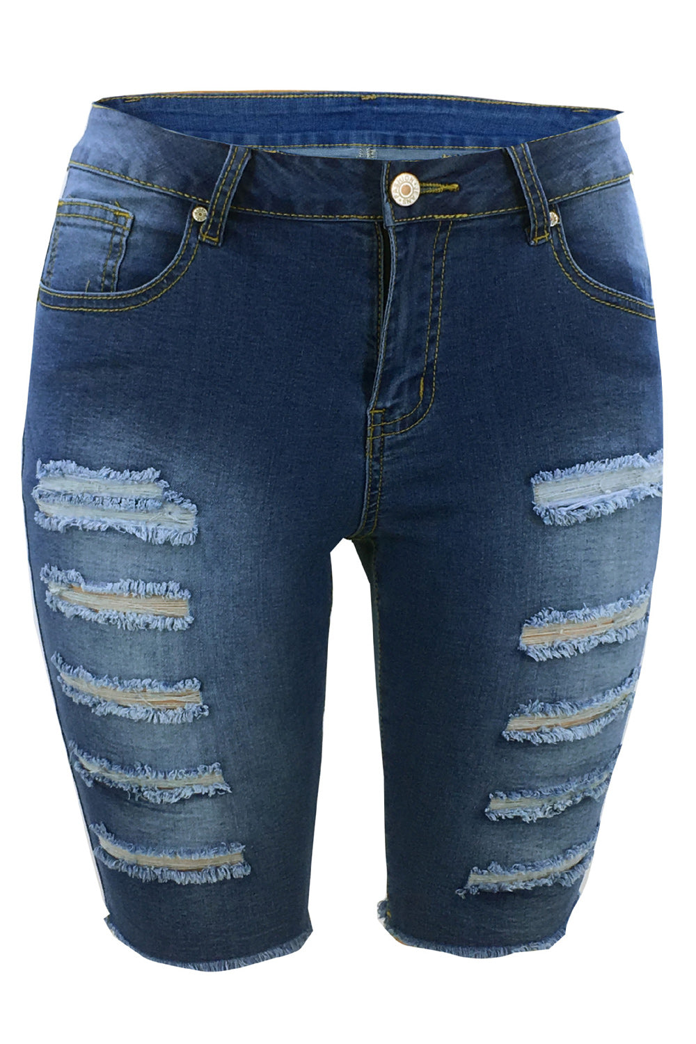 Women Solid Colored Hole Design Short Pant