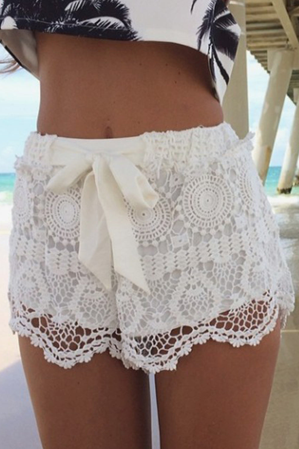 Women Modern Lace Up Fashionable Beach Short