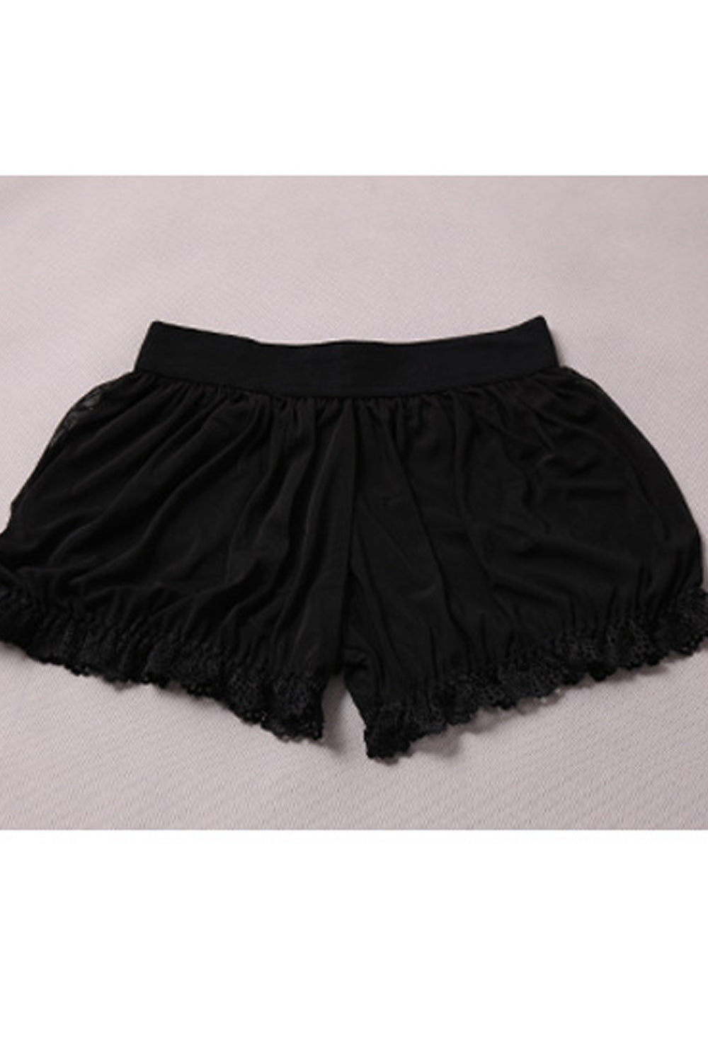 Women Relax Fit Trim Lace Double Layered Causal Short