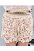 Women Floral Lace Elastic Waist Summer Styled Short