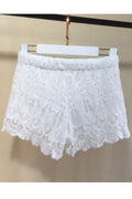 Women Embroidered Lace Breathable Solid Colored Short